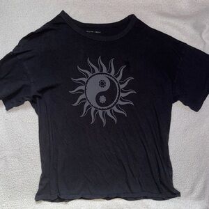 Charcoal Gray Yin Yang Sun Graphic Tee